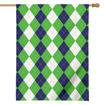 White Navy And Green Argyle Print House Flag
