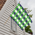White Navy And Green Argyle Print House Flag