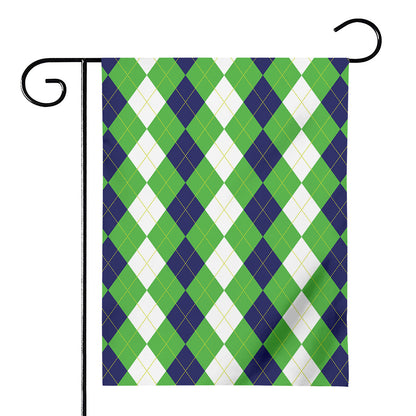 White Navy And Green Argyle Print House Flag