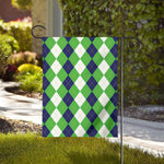 White Navy And Green Argyle Print House Flag