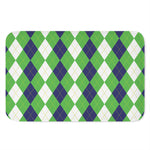 White Navy And Green Argyle Print Indoor Door Mat