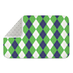 White Navy And Green Argyle Print Indoor Door Mat