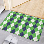 White Navy And Green Argyle Print Indoor Door Mat