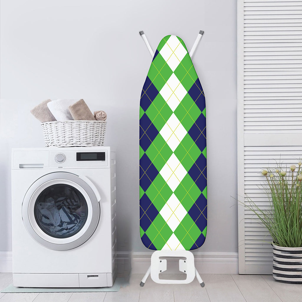 White Navy And Green Argyle Print Ironing Board Cover