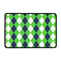 White Navy And Green Argyle Print Kitchen Mat