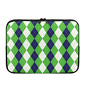 White Navy And Green Argyle Print Laptop Sleeve
