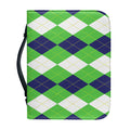 White Navy And Green Argyle Print Leather Bible Cover