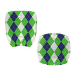 White Navy And Green Argyle Print Office Chair Cover