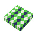 White Navy And Green Argyle Print Outdoor Seat Cushion Cover