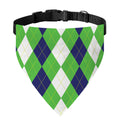 White Navy And Green Argyle Print Over The Collar Dog Bandana