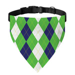 White Navy And Green Argyle Print Over The Collar Dog Bandana