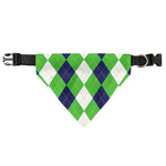 White Navy And Green Argyle Print Over The Collar Dog Bandana