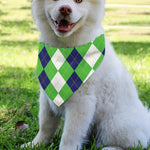 White Navy And Green Argyle Print Over The Collar Dog Bandana