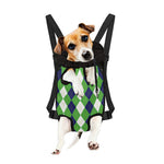 White Navy And Green Argyle Print Pet Carrier Backpack