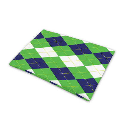 White Navy And Green Argyle Print Pet Cooling Mat Cover