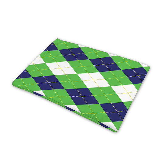White Navy And Green Argyle Print Pet Cooling Mat Cover