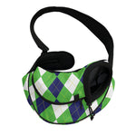 White Navy And Green Argyle Print Pet Sling Carrier