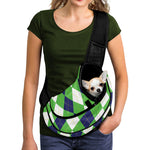 White Navy And Green Argyle Print Pet Sling Carrier