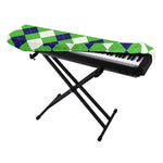 White Navy And Green Argyle Print Piano Keyboard Cover