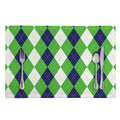 White Navy And Green Argyle Print Placemat