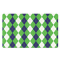 White Navy And Green Argyle Print Polyester Doormat