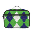 White Navy And Green Argyle Print Portable Lunch Bag