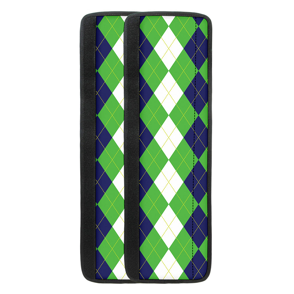White Navy And Green Argyle Print Refrigerator Handle Covers