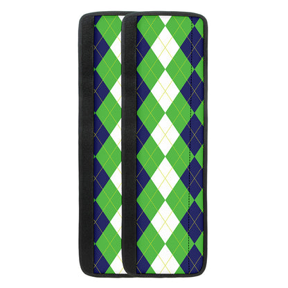 White Navy And Green Argyle Print Refrigerator Handle Covers