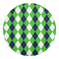 White Navy And Green Argyle Print Round Blanket