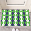 White Navy And Green Argyle Print Rubber Doormat