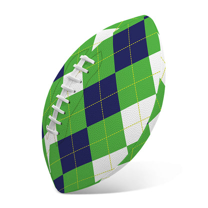White Navy And Green Argyle Print Rugby Ball
