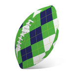 White Navy And Green Argyle Print Rugby Ball