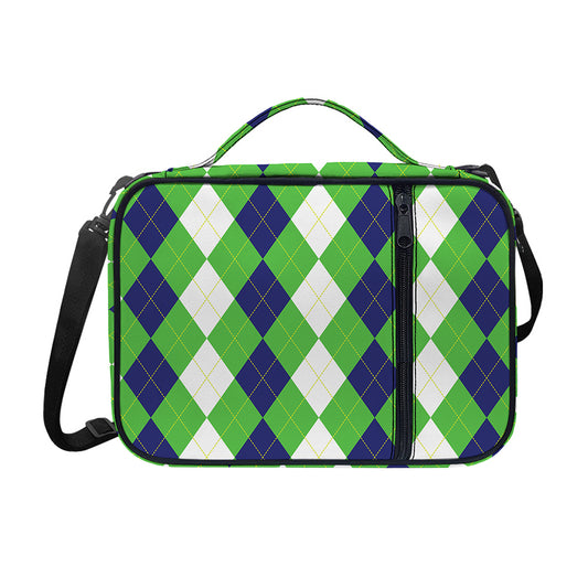 White Navy And Green Argyle Print Shoulder Strap Bible Bag