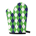 White Navy And Green Argyle Print Single Oven Mitt