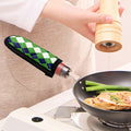 White Navy And Green Argyle Print Skillet Handle Cover