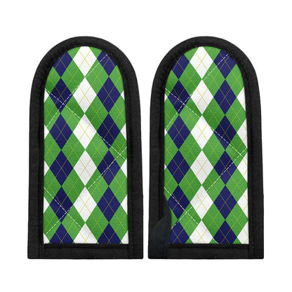 White Navy And Green Argyle Print Skillet Handle Cover