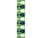 White Navy And Green Argyle Print Table Runner