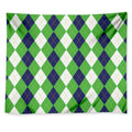 White Navy And Green Argyle Print Tapestry