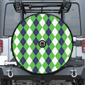 White Navy And Green Argyle Print Tire Cover With Camera Hole