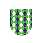 White Navy And Green Argyle Print Toilet Lid Cover