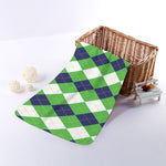 White Navy And Green Argyle Print Towel