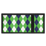 White Navy And Green Argyle Print Trifold Wallet