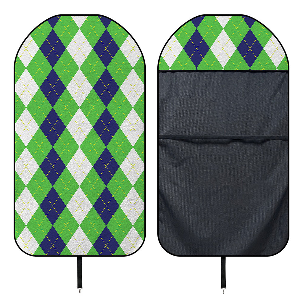 White Navy And Green Argyle Print Waterproof Car Seat Cover