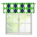 White Navy And Green Argyle Print Window Valance