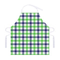 White Navy And Green Plaid Print Adjustable Apron