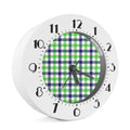 White Navy And Green Plaid Print Alarm Clock