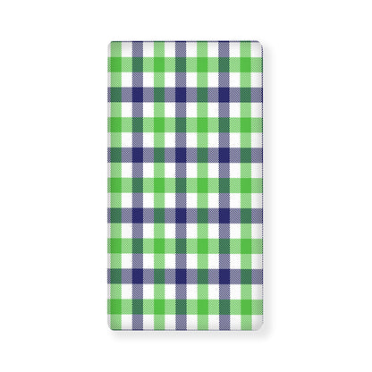 White Navy And Green Plaid Print Baby Crib Sheet