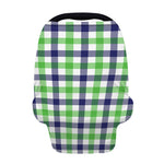 White Navy And Green Plaid Print Baby Seat Cover