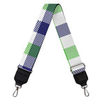 White Navy And Green Plaid Print Bag Strap