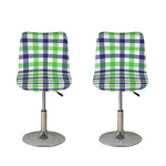 White Navy And Green Plaid Print Bar Stool Covers